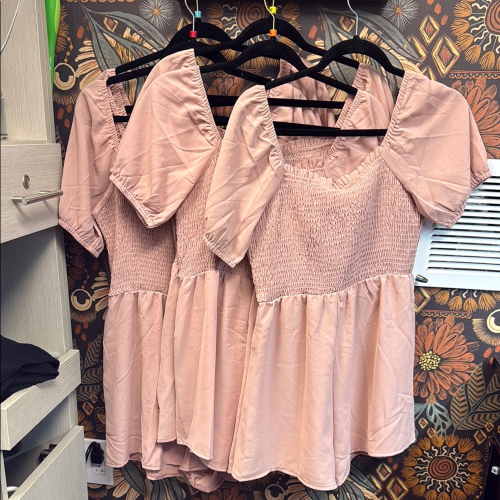 ePretty Pink Peplum Jumpsuit with Puff Sleeves